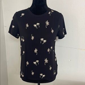 Black Palm Tree Print Women's Top